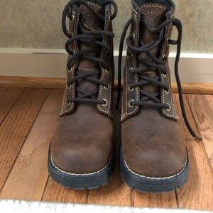 Brown Lug Sole Lace-Up Boots